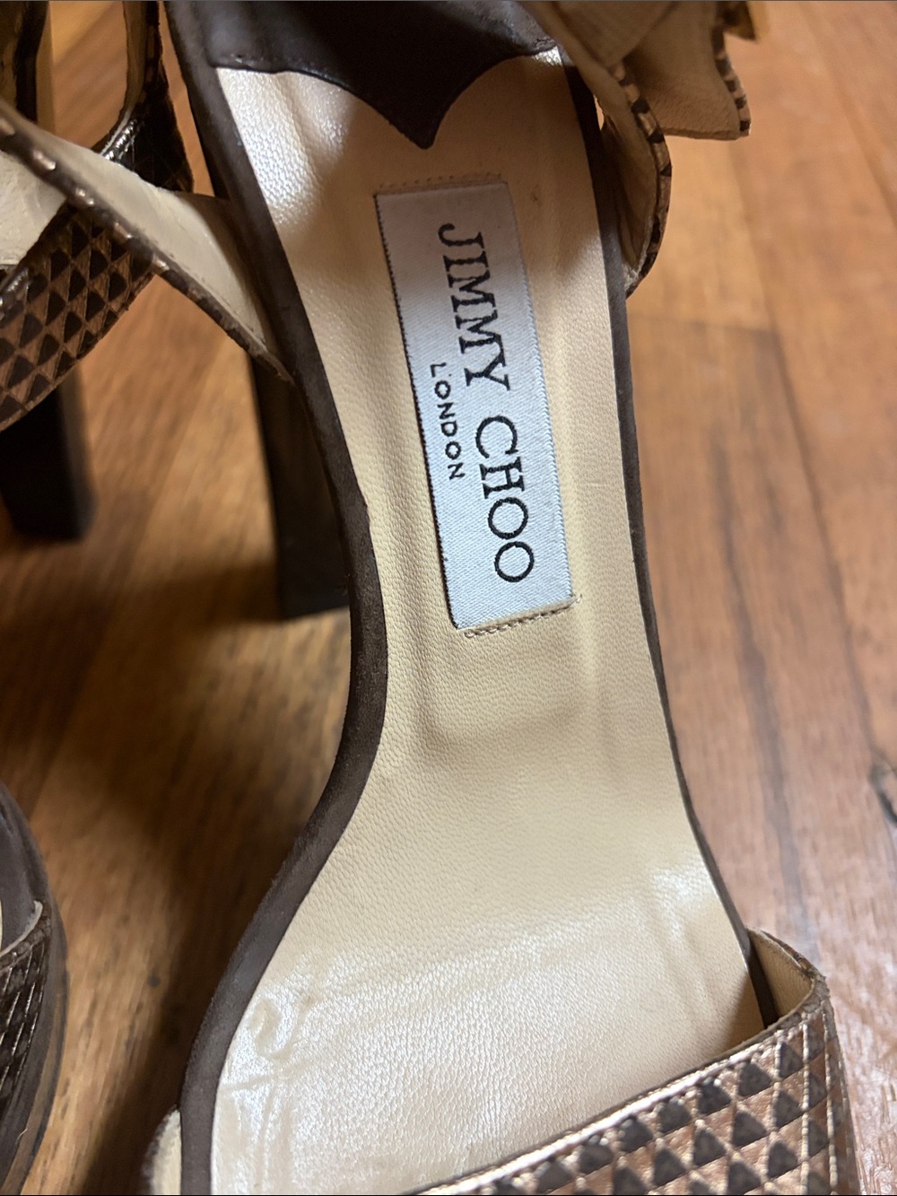 Jimmy Choo Bronze Metallic Slingback Sandals - Picture 7 of 7